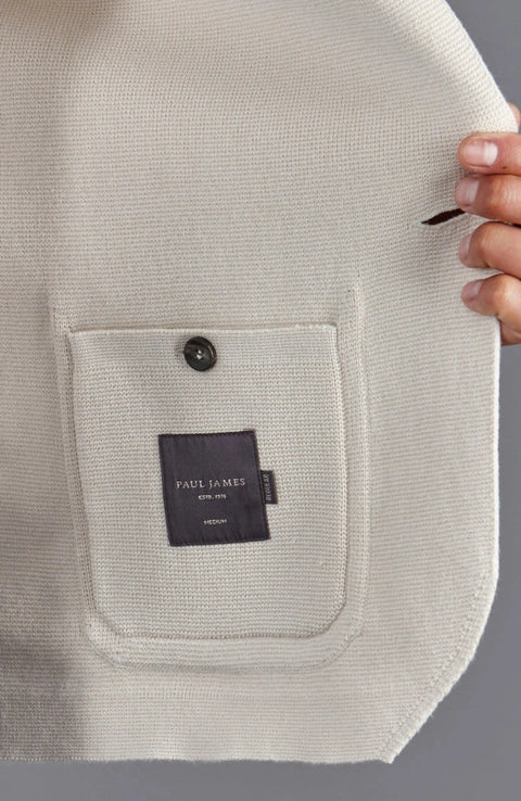 Mens Midweight Cotton Deconstructed Knitted Blazer Ecru-Blazer-Paul James Knitwear-XS-Short-Urbanheer