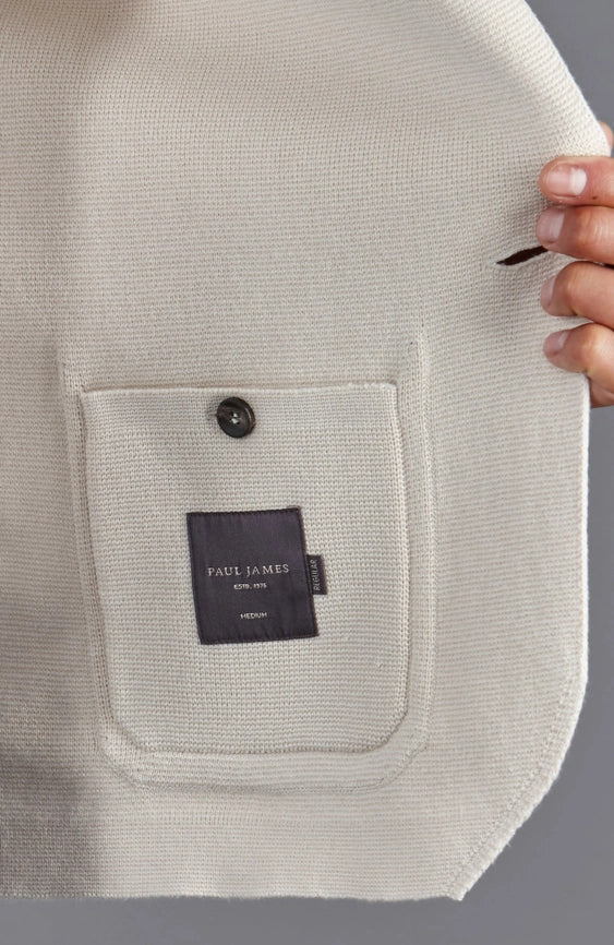 Mens Midweight Cotton Deconstructed Knitted Blazer Ecru-Blazer-Paul James Knitwear-XS-Short-Urbanheer