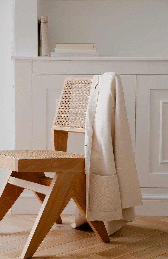 Mens Midweight Cotton Deconstructed Knitted Blazer Ecru-Blazer-Paul James Knitwear-XS-Short-Urbanheer