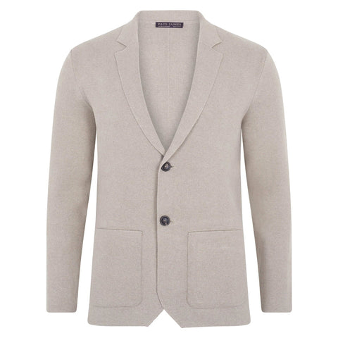 Mens Midweight Cotton Deconstructed Knitted Blazer Fawn-Blazer-Paul James Knitwear-XS-Regular-Urbanheer