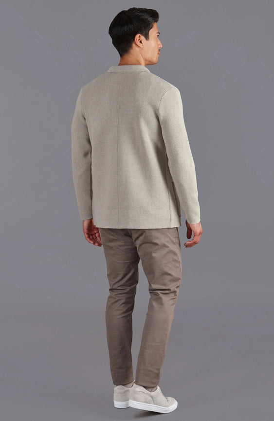 Mens Midweight Cotton Deconstructed Knitted Blazer Fawn-Blazer-Paul James Knitwear-XS-Regular-Urbanheer