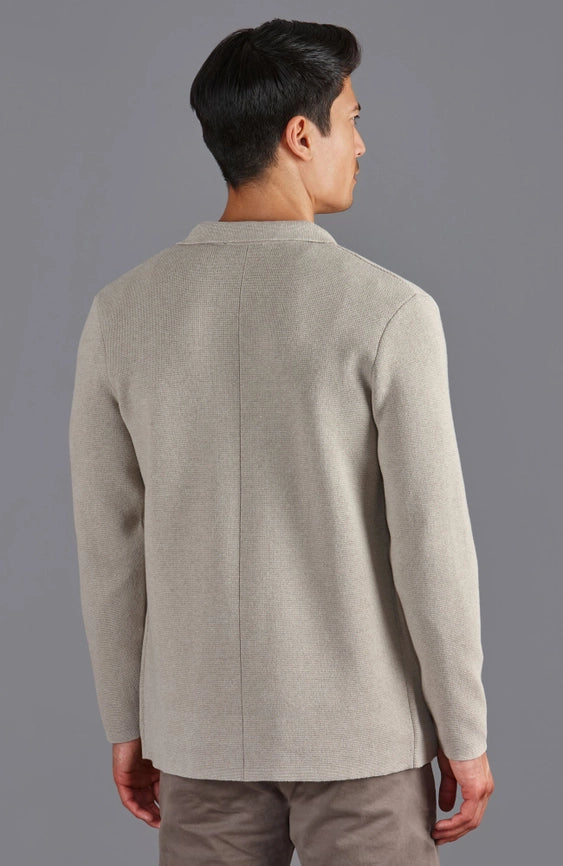 Mens Midweight Cotton Deconstructed Knitted Blazer Fawn-Blazer-Paul James Knitwear-XS-Regular-Urbanheer