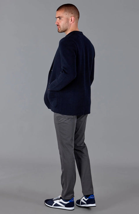 Mens Midweight Cotton Deconstructed Knitted Blazer Navy-Blazer-Paul James Knitwear-XS-Regular-Urbanheer