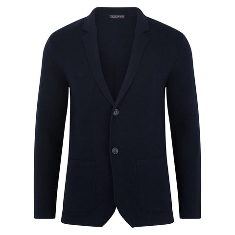 Mens Midweight Cotton Deconstructed Knitted Blazer Navy-Blazer-Paul James Knitwear-XS-Regular-Urbanheer