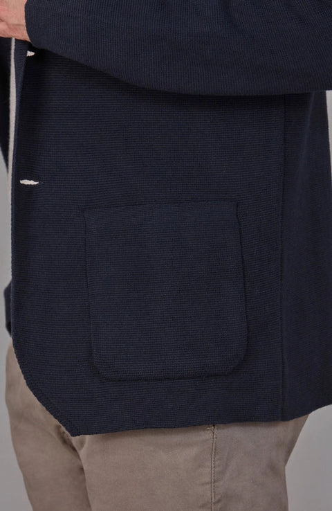 Mens Midweight Cotton Deconstructed Knitted Blazer Navy-Blazer-Paul James Knitwear-XS-Regular-Urbanheer
