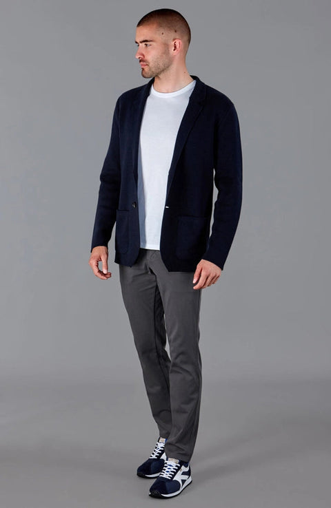 Mens Midweight Cotton Deconstructed Knitted Blazer Navy-Blazer-Paul James Knitwear-XS-Regular-Urbanheer