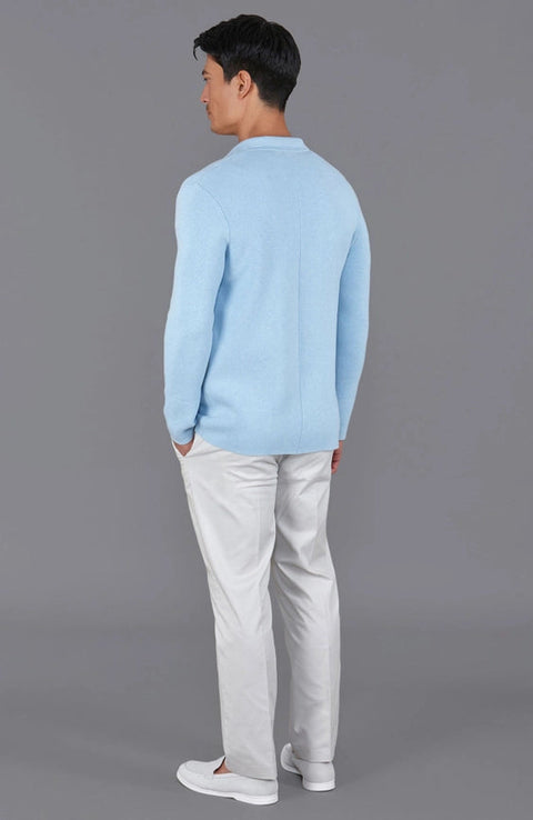 Mens Midweight Cotton Deconstructed Knitted Blazer Pale Blue-Blazer-Paul James Knitwear-S-Regular-Urbanheer