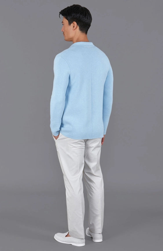 Mens Midweight Cotton Deconstructed Knitted Blazer Pale Blue-Blazer-Paul James Knitwear-S-Regular-Urbanheer