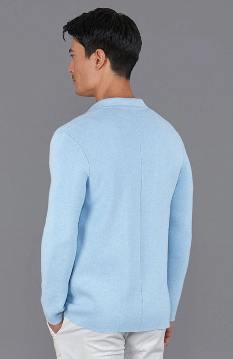 Mens Midweight Cotton Deconstructed Knitted Blazer Pale Blue-Blazer-Paul James Knitwear-S-Regular-Urbanheer