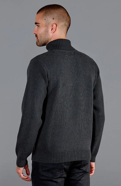 Mens Midweight Cotton Fitted Submariner Roll Neck Jumper Anthracite Grey-Jumper-Paul James Knitwear-S-Anthracite Grey-Urbanheer