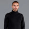 Mens Midweight Cotton Fitted Submariner Roll Neck Jumper Black-Jumper-Paul James Knitwear-S-Black-Urbanheer