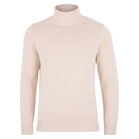 Mens Midweight Cotton Fitted Submariner Roll Neck Jumper Ecru-Jumper-Paul James Knitwear-S-Navy-Urbanheer