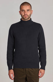 Mens Midweight Cotton Fitted Submariner Roll Neck Jumper Navy-Jumper-Paul James Knitwear-S-Navy-Urbanheer