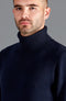 Mens Midweight Cotton Fitted Submariner Roll Neck Jumper Navy-Jumper-Paul James Knitwear-S-Navy-Urbanheer