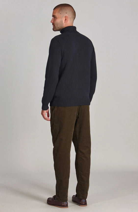 Mens Midweight Cotton Fitted Submariner Roll Neck Jumper Navy-Jumper-Paul James Knitwear-S-Navy-Urbanheer