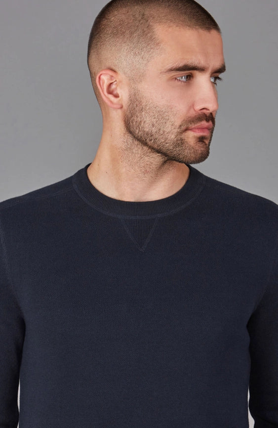 Mens Midweight Cotton Knitted Sweatshirt-Sweatshirt-Paul James Knitwear-S-Navy-Urbanheer