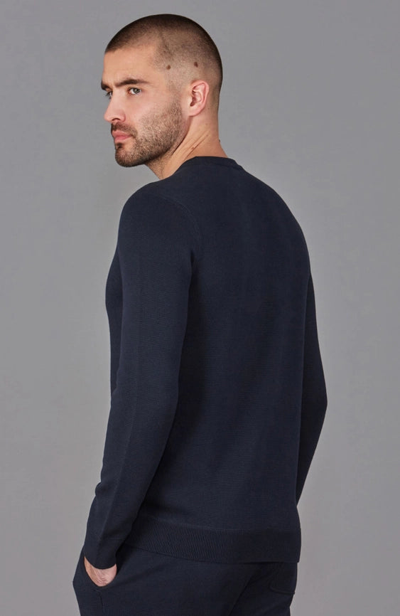 Mens Midweight Cotton Knitted Sweatshirt-Sweatshirt-Paul James Knitwear-S-Navy-Urbanheer