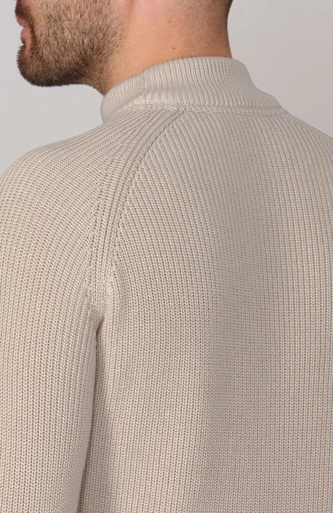 Mens Midweight Cotton Ribbed Mock Turtle Neck Jumper Birch-Jumper-Paul James Knitwear-S-Birch-Urbanheer