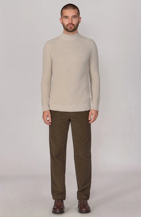 Mens Midweight Cotton Ribbed Mock Turtle Neck Jumper Birch-Jumper-Paul James Knitwear-S-Birch-Urbanheer
