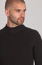 Mens Midweight Cotton Ribbed Mock Turtle Neck Jumper Black-Jumper-Paul James Knitwear-S-Black-Urbanheer