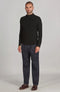 Mens Midweight Cotton Ribbed Mock Turtle Neck Jumper Black-Jumper-Paul James Knitwear-S-Black-Urbanheer