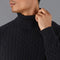 Mens Midweight Cotton Roll Neck Cable Jumper Black-Jumper-Paul James Knitwear-S-Black-Urbanheer
