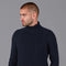 Mens Midweight Cotton Roll Neck Cable Jumper Navy-Jumper-Paul James Knitwear-S-Navy-Urbanheer