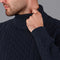 Mens Midweight Cotton Roll Neck Cable Jumper Navy-Jumper-Paul James Knitwear-S-Navy-Urbanheer