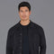 Mens Midweight Cotton Work Shirt Black-Jacket-Paul James Knitwear-S-Urbanheer