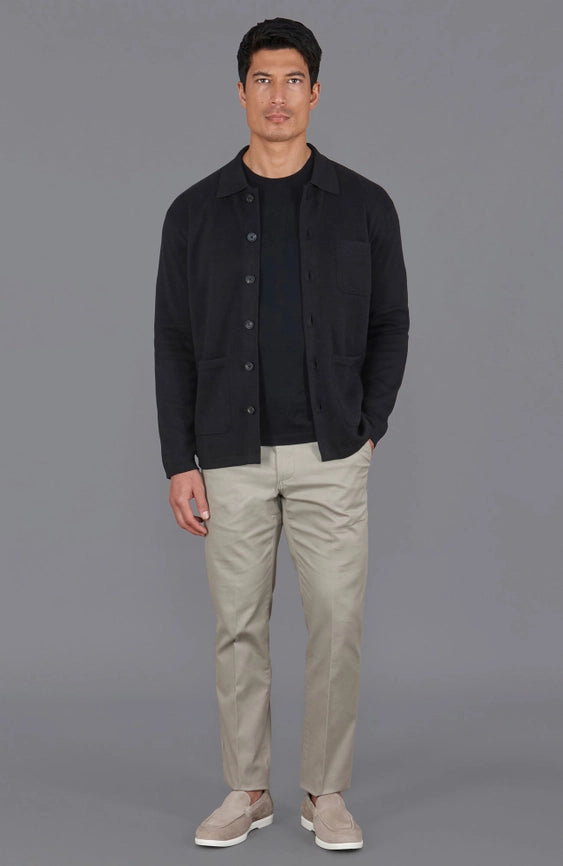 Mens Midweight Cotton Work Shirt Black-Jacket-Paul James Knitwear-S-Urbanheer