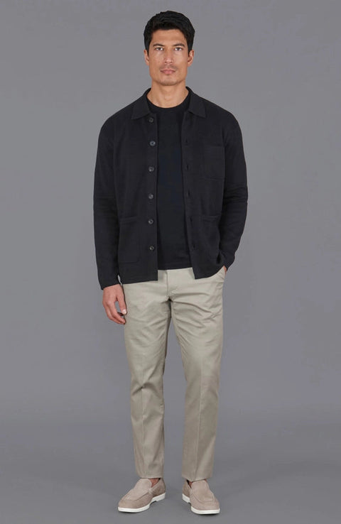 Mens Midweight Cotton Work Shirt Black-Jacket-Paul James Knitwear-S-Urbanheer
