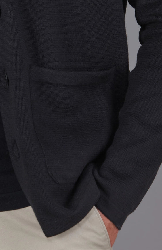 Mens Midweight Cotton Work Shirt Black-Jacket-Paul James Knitwear-S-Urbanheer