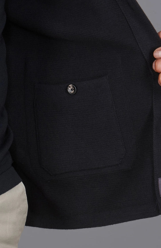 Mens Midweight Cotton Work Shirt Black-Jacket-Paul James Knitwear-S-Urbanheer