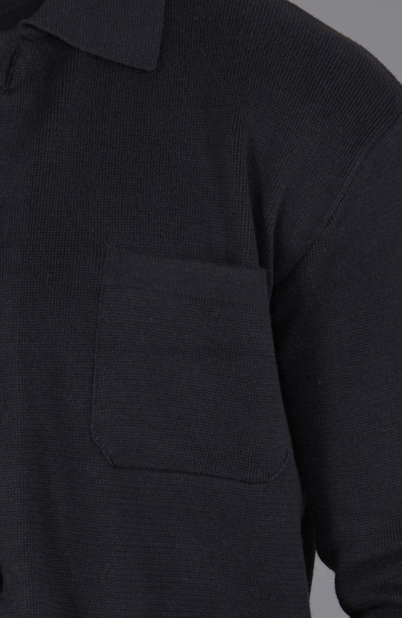 Mens Midweight Cotton Work Shirt Black-Jacket-Paul James Knitwear-S-Urbanheer