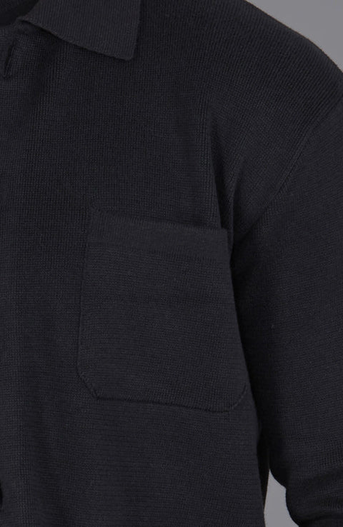 Mens Midweight Cotton Work Shirt Black-Jacket-Paul James Knitwear-S-Urbanheer