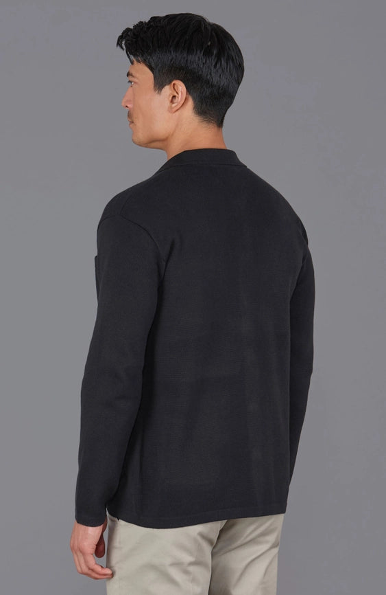 Mens Midweight Cotton Work Shirt Black-Jacket-Paul James Knitwear-S-Urbanheer