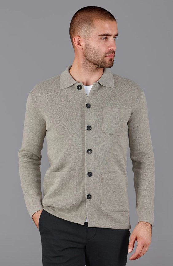 Mens Midweight Cotton Work Shirt Fawn-Jacket-Paul James Knitwear-S-Urbanheer