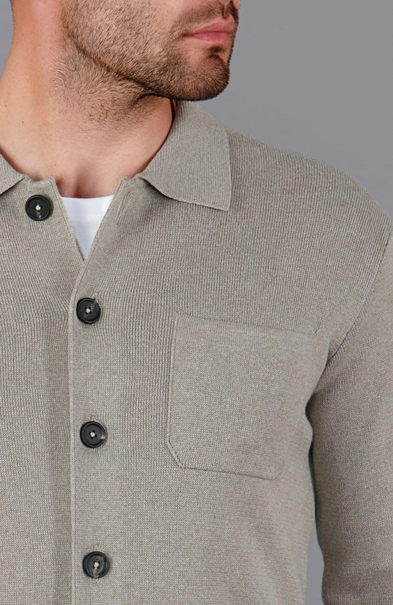 Mens Midweight Cotton Work Shirt Fawn-Jacket-Paul James Knitwear-S-Urbanheer
