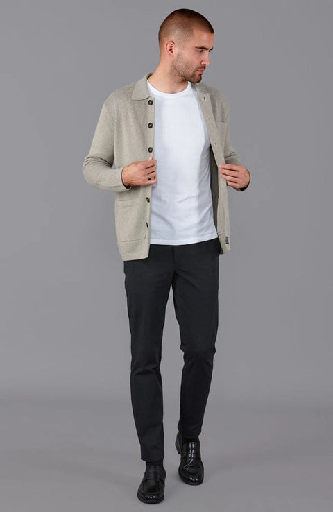 Mens Midweight Cotton Work Shirt Fawn-Jacket-Paul James Knitwear-S-Urbanheer