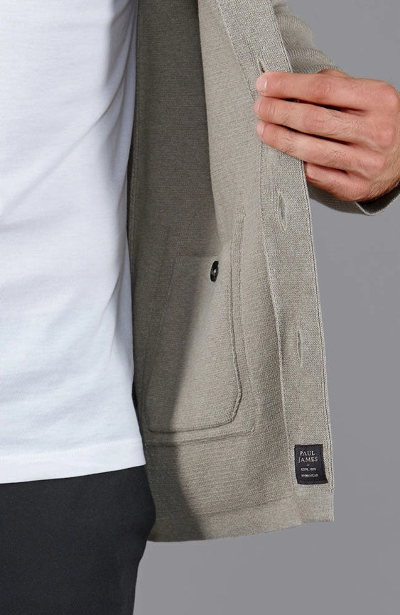 Mens Midweight Cotton Work Shirt Fawn-Jacket-Paul James Knitwear-S-Urbanheer