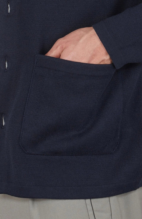 Mens Midweight Cotton Work Shirt Navy-Jacket-Paul James Knitwear-S-Urbanheer