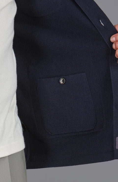 Mens Midweight Cotton Work Shirt Navy-Jacket-Paul James Knitwear-S-Urbanheer