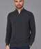 Mens Midweight Cotton Zip Neck Jumper Anthracite Grey-Jumper-Paul James Knitwear-S-Urbanheer