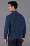 Mens Midweight Cotton Zip Neck Jumper Blue Melange-Jumper-Paul James Knitwear-S-Urbanheer