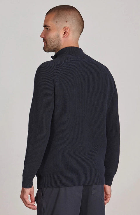 Mens Midweight Cotton Zip Neck Jumper Navy-Jumper-Paul James Knitwear-S-Urbanheer