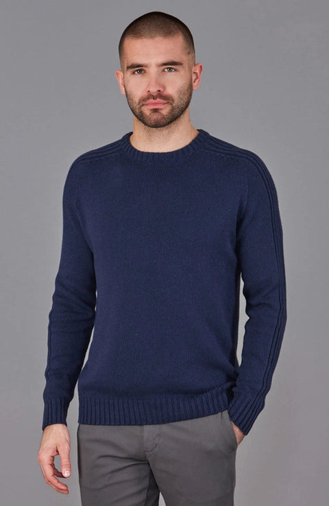 Mens Organic Cotton Crew Neck Jumper-Jumper-Paul James Knitwear-S-Marine-Urbanheer