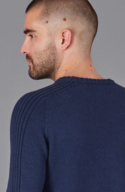 Mens Organic Cotton Crew Neck Jumper-Jumper-Paul James Knitwear-S-Marine-Urbanheer