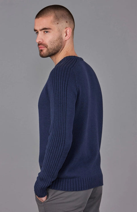 Mens Organic Cotton Crew Neck Jumper-Jumper-Paul James Knitwear-S-Marine-Urbanheer