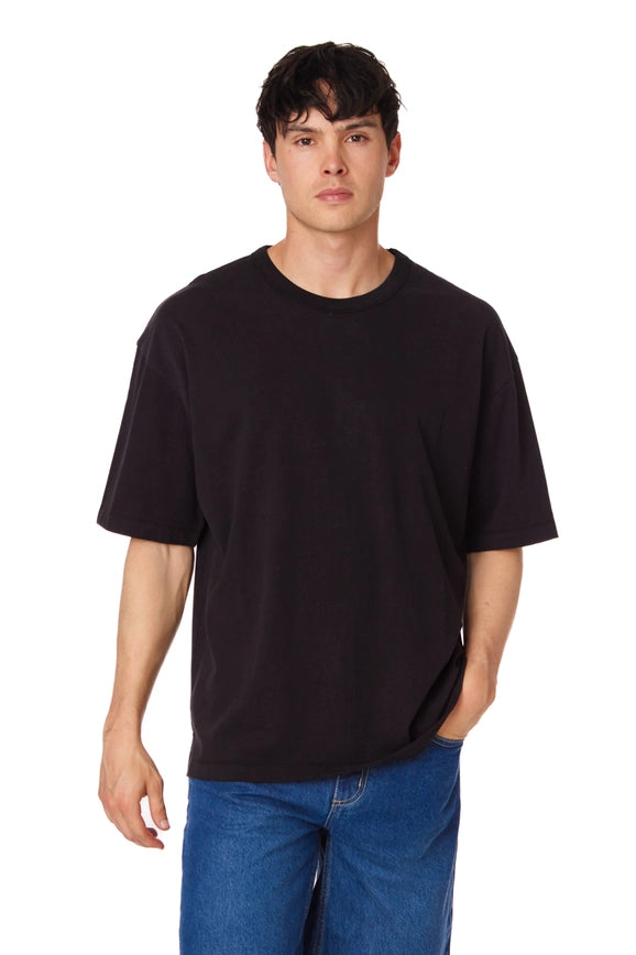 Men's Oversized Cotton Short Sleeve T-Shirt Black-T-Shirt-Hawk's Bay-S-Black-Urbanheer