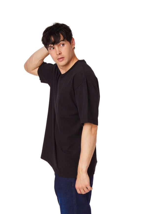 Men's Oversized Cotton Short Sleeve T-Shirt Black-T-Shirt-Hawk's Bay-S-Black-Urbanheer